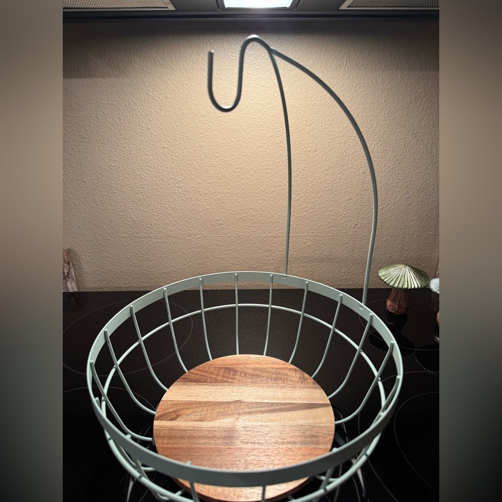 Modern Wire Fruit Basket with Wooden Base
